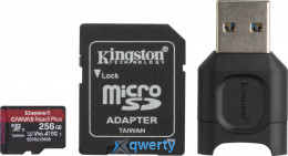 microSD 256GB Kingston Canvas React Plus UHS-III Class 10 V90 A1 +SD  адаптер + USB-A адаптер (MLPMR2/256GB)