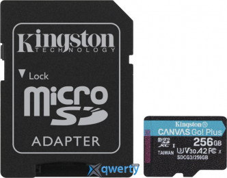 microSD Kingston Canvas Go! Plus 256GB Class 10 V30 A2 +SD адаптер (SDCG3/256GB)