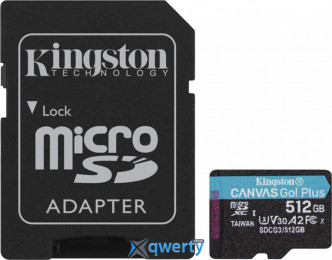 microSD Kingston Canvas Go! Plus 512GB Class 10 V30 A2 +SD адаптер (SDCG3/512GB)