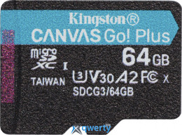 microSD Kingston Canvas Go! Plus 64GB Class 10 V30 A2 (SDCG3/64GBSP)