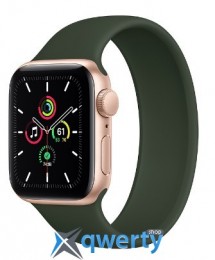 Apple Watch SE GPS, 40mm Gold Aluminum Case with Solo Loop Cyprus Green