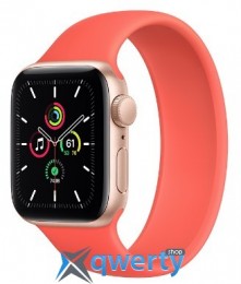 Apple Watch SE GPS, 44mm Gold Aluminum Case with Solo Loop Pink Citrus