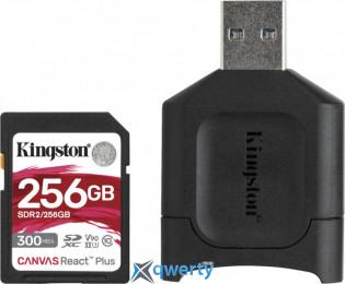 SD 256GB Kingston Canvas React Plus UHS-III Class 10 V90 USB-A адаптер (MLPR2/256GB)