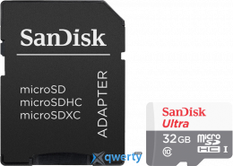 microSD SanDisk Ultra 32GB Class 10 +SD адаптер (SDSQUNR-032G-GN3MA)