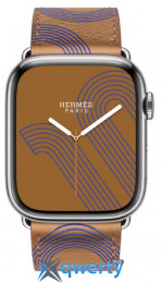 Apple Watch Hermès GPS + Cellular, 45mm Silver Stainless Steel Case (MKMG3)  with Biscuit/Bleu Électrique Swift Leather (MKGC3)