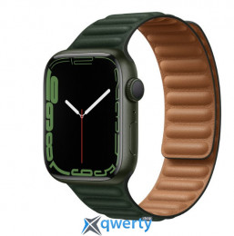 Apple Watch S7 GPS 45mm Green/Sequoia Green Leather Link M/L (MKNQ3 ML803)