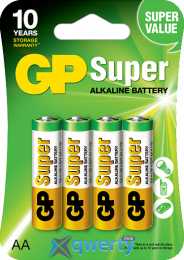GP AA 4шт Alkaline Super (15A-U4) 4891199000034