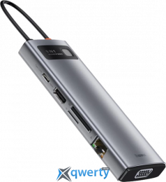 Baseus Metal Gleam Hub 9-in-1 USB-C→USB-Ax3/HDMI/VGA/RJ45/SD/microSD/USB-C-PD 100W (CAHUB-CU0G)