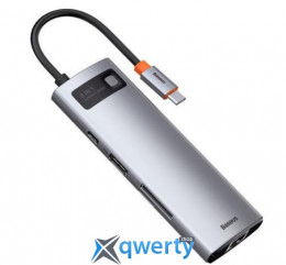 Baseus Metal Gleam 8-in-1 USB-C→USB-Ax3/HDMI/RJ45/SD/microSD/USB-C-PD Gray (CAHUB-CV0G)