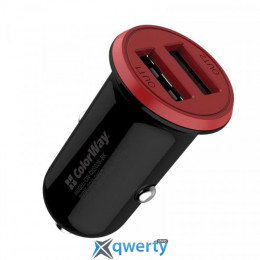 АЗУ USB-A x2 ColorWay Auto ID  3.4A /17W Red/Black (CW-CHA026-BK)