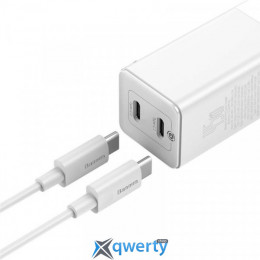 Baseus GaN2 (2USB, 3A) QC3.0 45W White (CCGAN-M02) + кабель USB-C