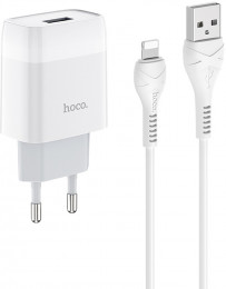 СЗУ Hoco C72A Glorious 10W USB-A + кабель Lightning White 6931474712998