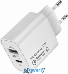 USB-A + USB-C 20W PD / QC ColorWay Turbo Power White (CW-CHS025QPD-WT) 4823108607782