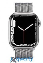 Apple Watch Series 7 GPS + Cellular 45mm Silver Stainless Steel Case with Silver Milanese Loop (MKJE3)