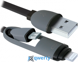 DEFENDER USB10-03BP USB(AM)-MICROUSB+LIGHTNING BLACK 1M (87488)