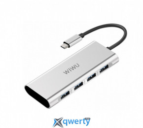 Wiwu Alpha 440 Type-c hub 4*USB3.0, LED Gray
