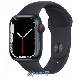 Apple Watch Series 7 GPS + Cellular 41mm Midnight Aluminum Case w. Midnight S. Band (MKH73)