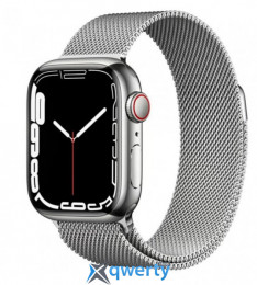 Apple Watch Series 7 GPS + Cellular 41mm Silver Stainless Steel Case with Silver Milanese Loop (MKHF3)