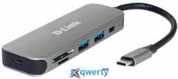 D-Link USB-C→USB-Ax2/USB-Cx1/SD/microSD DUB-2325 Silver (DUB-2325/A1A)