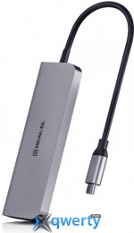 REAL-EL USB-C→USB-Ax4/USB-Cx1/HDMIx1/PD CQ-700 (EL123110002) Silver