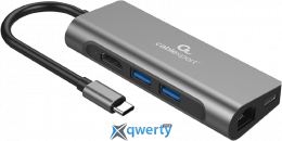 Cablexpert USB-C→USB-Ax2/USB-Cx1/HDMIx1/RJ45/SD/TF 5-in-1 (A-CM-COMBO5-01) Silver