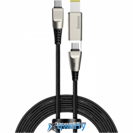 USB-C - USB-C + DC Square 100W / 5A 2m Baseus One-for-two Fast Charging Data Cable Black (CA1T2-B01) 6953156229273