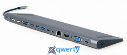 Cablexpert 9-in-1 USB-C→USB-Ax4/USB-Cx2/HDMI/VGA/RJ45/SD/microSD/3.5mm/USB-C-PD (A-CM-COMBO9-01)