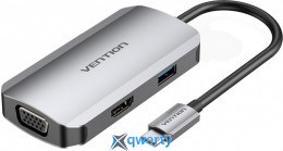 Vention 4-in-1 USB-C→USB-Ax1/HDMI/VGA/USB-C-PD 100W (TOAHB) 