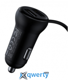 Baseus STREAMER T TYPED S-16 BLUETOOTH MP3 CAR CHARGER (3.1A) Black (CCTM-E01)