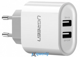 CЗУ USB-Ax2 3.4A UGREEN CD104 White (20384)