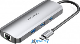 Vention 8-in-1 USB-C→USB-Ax3/HDMI/RJ45 1Gbps/SD/microSD/USB-C-PD 100W (TOKHB)