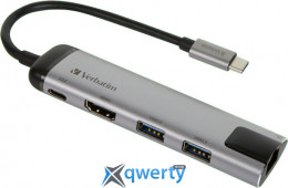 Verbatim USB-C→USB-Ax2/USB-Cx1/HDMIx1/RJ45  (49141) Silver