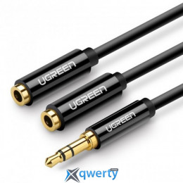 Аудио кабель Ugreen AV134 3.5mm - 3.5mmx2 0.25m Black (20816)