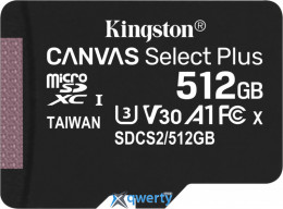 microSD Kingston Canvas Select Plus 512GB Class 10 V30 A1 (SDCS2/512GBSP)