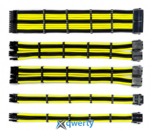 QUBE ATX 24-pin/EPS 8-pin/PCIe 6+2-pin Black/Yellow (QBWSET24P2X8P2X8PBY)