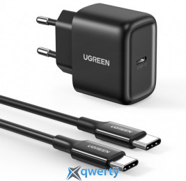 СЗУ Ugreen CD250 25W USB-C +USB-C кабель Black (50581)