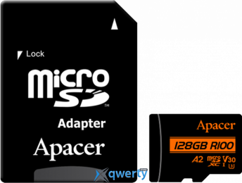 microSD Apacer R100 128GB V30 A2 +SD адаптер (AP128GMCSX10U8-R) 4712389917560
