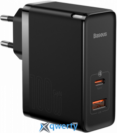 СЗУ Baseus GaN5 Pro 100W USB-A+USB-C + USB-С кабель Black (CCGP090201) 6932172608958