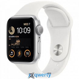 Apple Watch SE 2 GPS 44mm Silver Aluminum Case with White Sport Band S/M (MNTH3)