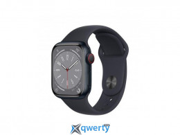 Apple Watch Series 8 GPS + Cellular 41mm Midnight Aluminum Case w. Midnight Sport Band S/M (MNUV3)
