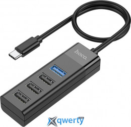 Hoco HB25 Easy Mix 4-in-1 USB-C→USB-Ax4 Black (6931474762429)