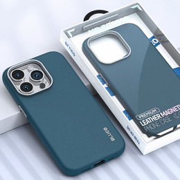 iPhone 15 Pro Max Blueo Mr. Gorilla Premium Leather Magnetic MagSafe Dark Blue 6934663735037