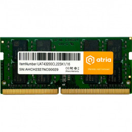 ATRIA SODIMM DDR4-3200 16384MB PC4-25600 (UAT43200CL22SK1/16)