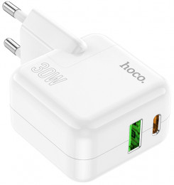 СЗУ Hoco C111A Lucky 30W USB-A+USB-C White (6931474790866)