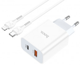 СЗУ Hoco C97A 20W USB-A+USB-C +USB-C кабель White (6931474766083)