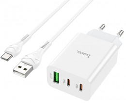 СЗУ Hoco C99A 20W USB-A+USB-Cx2 +USB-C кабель White (6931474767585)