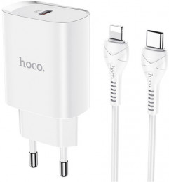 СЗУ Hoco N14 20W USB-C +Lightning кабель White (6931474745033)