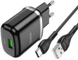 СЗУ Hoco N3 Special 18W USB-A +USB-C кабель Black (6931474729385)