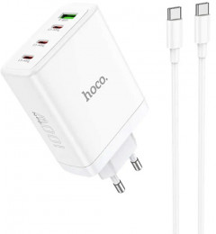 СЗУ Hoco N31 100W USB-A+USB-Cx3 + USB-C кабель White 6931474784186