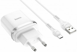 СЗУ Hoco C12Q Smart 18W USB-A +microUSB кабель White (6931474716286)